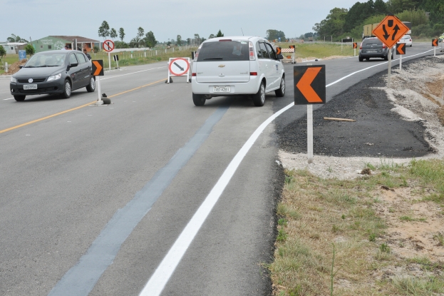 O desvio no trecho do Km 37.