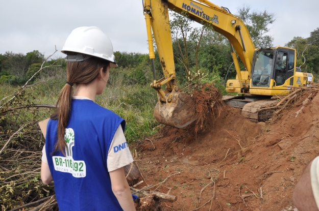 Nas obras da BR-116/392, o engenheiro florestal supervisiona o transplante de indivíduos, desde o local de origem até o de destino.