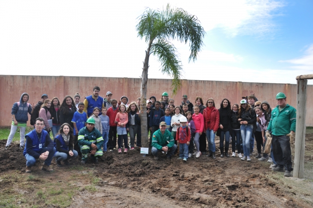 Plantio do Jerivá na E.M.E.F. Antônio Joaquim Dias, no turno da manhã